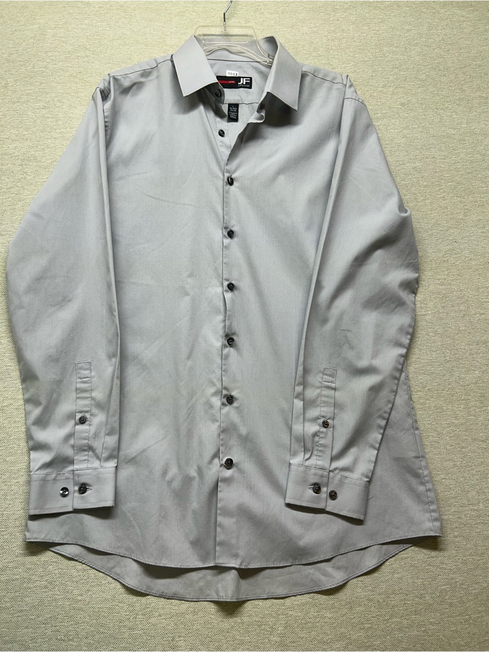 jf j.ferrar Men's Light Gray Dress Shirt